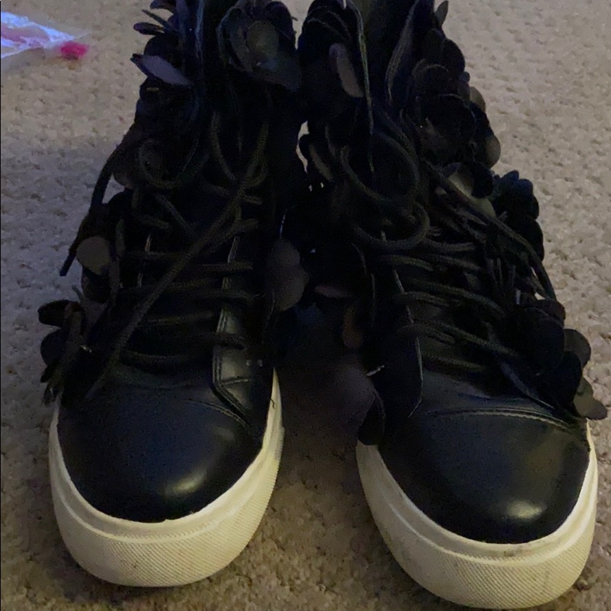 Fun Black Flower Sneakers